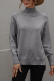 Stand Up Neck Plain Basic Pullover Sweaters