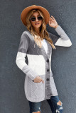 Multicolor Front Pocket and Buttons Closure Cardigan