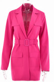 Plain Lapel Collar Open Pockets Jacket