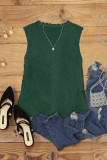 Green Crochet V Neck Textured Tank Top