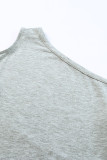 Gray Asymmetric Cold Shoulder Long Sleeve Top