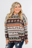 Plus Size Reindeer Print Hoodie