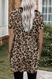 Leopard Print Pocketed T-shirt Mini Dress