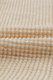 Color Block Crew Neck Waffle Knit Top