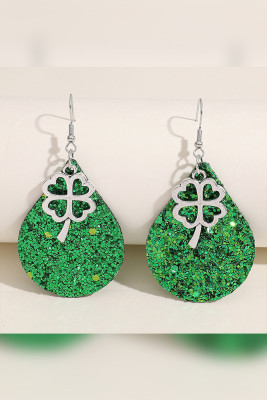 Green Glitter Shamrock Earrings MOQ 5PCS