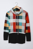 Red Plaid Turtle Neck Long Sleeve Sweatshirt
