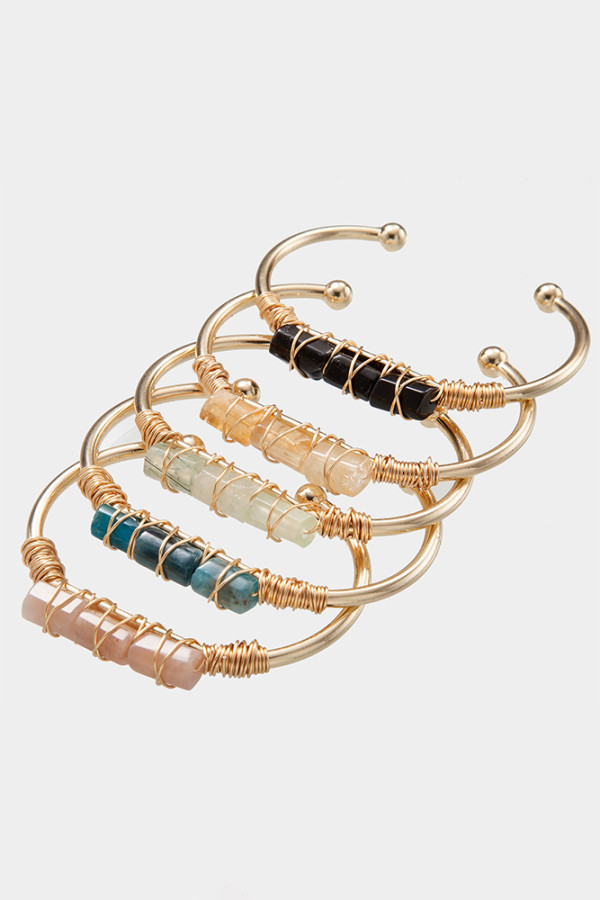 Natural Stone Bangle Crystal Bracelet MOQ 3pcs