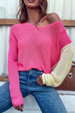 Colorblock V Neck Sweater Unishe Wholesale