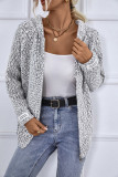 Drawstring Hooded Zipper Knitting Cardigan