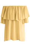 Yellow Soft Breeze Frilling Off-shoulder Top