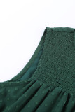 Green Swiss Dot Smocked Crew Neck Tank