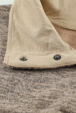 Apricot Heathered Turn-down Collar Pullover Sweatshirt