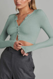 Open Button Knit Short Length Cardigans