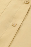 Khaki Billowy Sleeves Pocketed Shirt