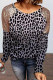 Sequin Shoulder Splicing Leopard Long Sleeve Top