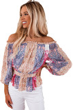 Multicolor Bohemian Floral Print Off Shoulder Blouse