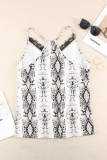 Plus Size Snakeskin Lace Splicing Spaghetti Strap Tank Top