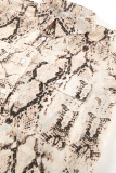 Brown Snake Print Short Sleeve Shirt