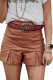Pleated Split Hem Satin Shorts