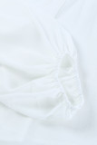 White Plus Size Balloon Sleeve Wrap Top