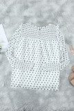White Smocked Ruffle Trim Blouse