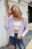 Plain Hollow Out Knit Open Sweater Cardigans
