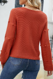 Plain U Neck Cute Cord Ball Sew In Knit Sweaters