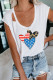 White Leopard Stripes Stars Heart Print Cutout T Shirt