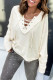 Beige Criss Cross Front Tie V Neck Top