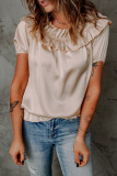Apricot Pleated Detail Short Sleeve Peasant Top
