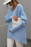 Front Back V Neck Plain Loose Pullover Sweaters