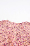 Pink Floral Print Tie Knot Ruffled Short Sleeve Mini Dress