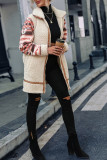 Aztec Sleeves Open Zipper Long Length Fleece Coat