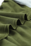 Color Block Long Sleeves Green Pullover Top