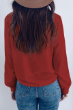 Red Lace Crochet Buttoned Long Sleeve Shirt