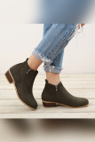 Side Zipper Short Heel Ankle Boots