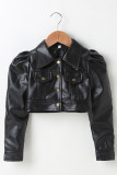 Kid's Snap Button Short Length PU Jackets