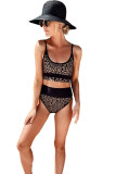 Leopard Panel High Waist Bikini