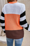 Crisscross Colorblock Splicing Stripes Sleeve Sweater