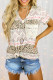 Aztec Leopard Splicing Print Top with Lace Pocket