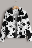 Cow Print Fleece Plus Size Coat
