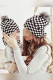 Black White Red Plaid Parent-child Knitted Hat & Scarf 4pcs Set Unishe Wholesale MOQ3pcs