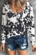 Cow Print U Neck Long Sleeve Top