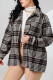 Plaid Open Button Pocket Plus Size Jacket