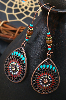 Vintage Colorful Floral Alloy Earrings MOQ 5pcs