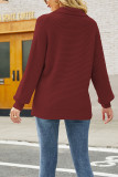V Neck Turndown Collar Long Sleeve Sweater