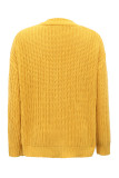Mustard Cable Knit Open Button Cardigans