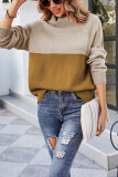 Turtle Neck Color Block Knit Sweaters