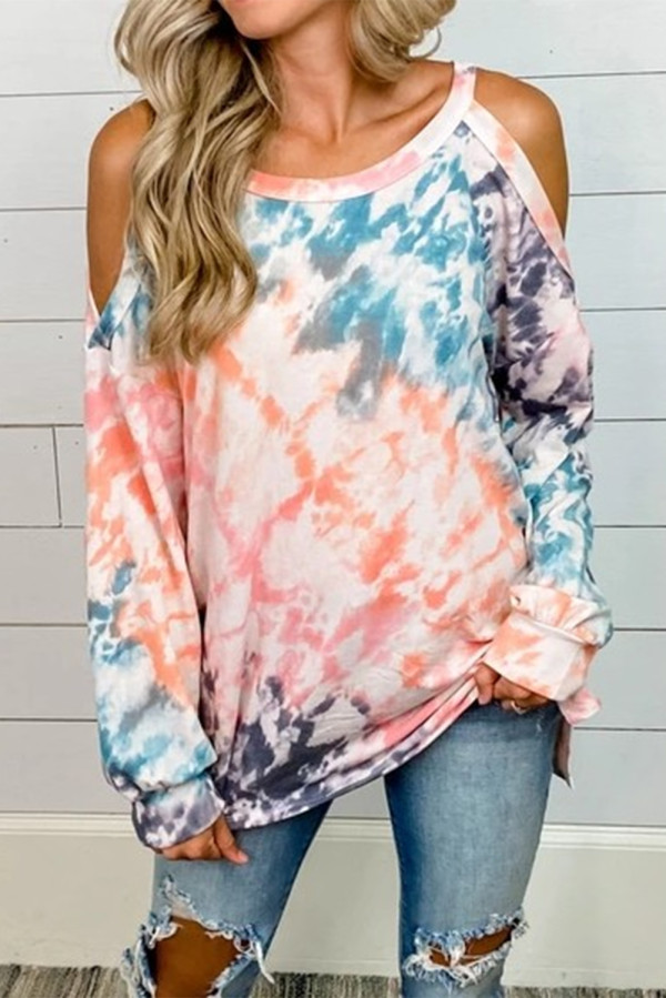 Waves Tie Dye Cold Shoulder Top