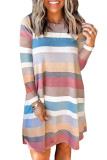 Rainbow Long Sleeve Stripes Mini Dress